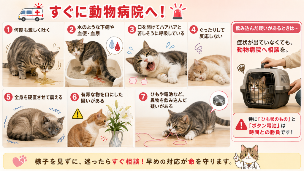 猫を急いで病院に連れていくケース