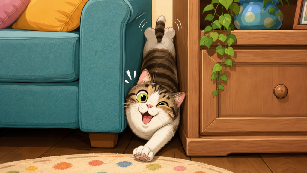 隙間を通る猫