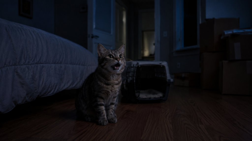 お迎え初日に夜泣きする子猫