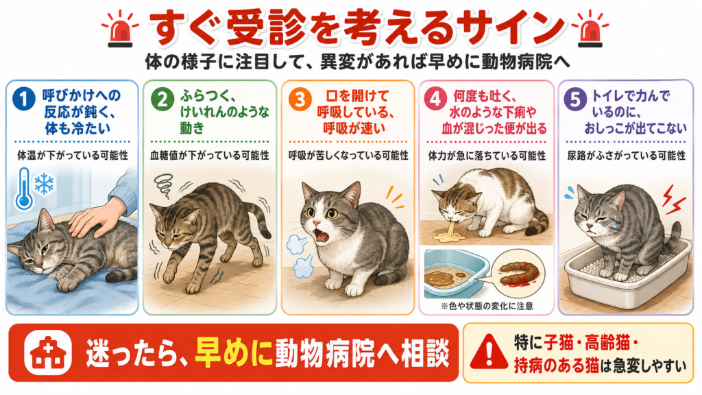 猫を病院に連れていくサイン